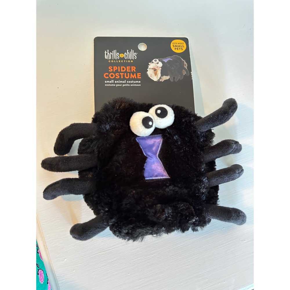 Thrills & Chills Spider Costume Small Animal Guinea Pig Rat Black Plush TC24